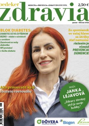 Titulka časopisu Bedeker zdravia január-február 2022 s fotografiou diabetologičky MUDr. Lejavovej, ktorá v publikovanom článku rozpráva o zdravom životnom štýle i NFI protokole.