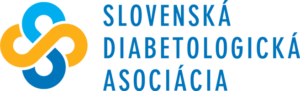 Logo Slovenskej diabetologickej asociácie v oranžovo-modrej kombinácii odkazuje na články o NFI protokole, ktoré boli zverejnené na jej webových stránkach.